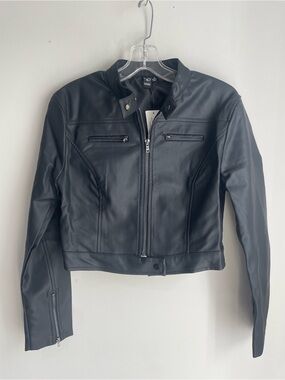 Windsor Black Faux Leather Biker Jacket